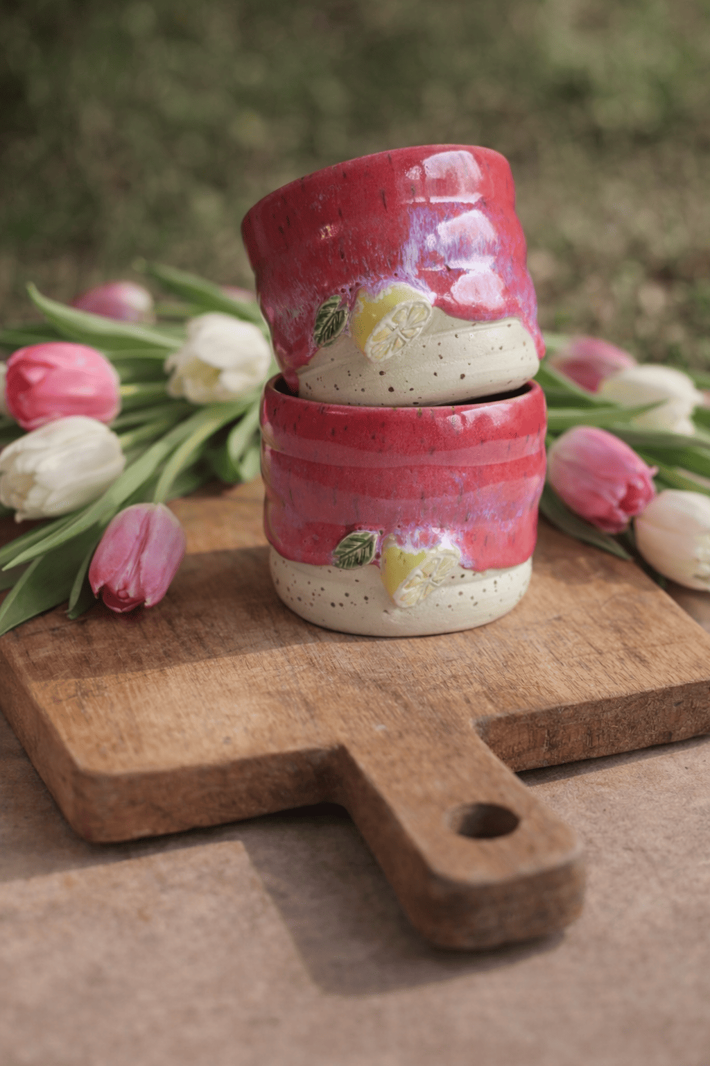 Zitronen Bubble Becher Rosa-rot