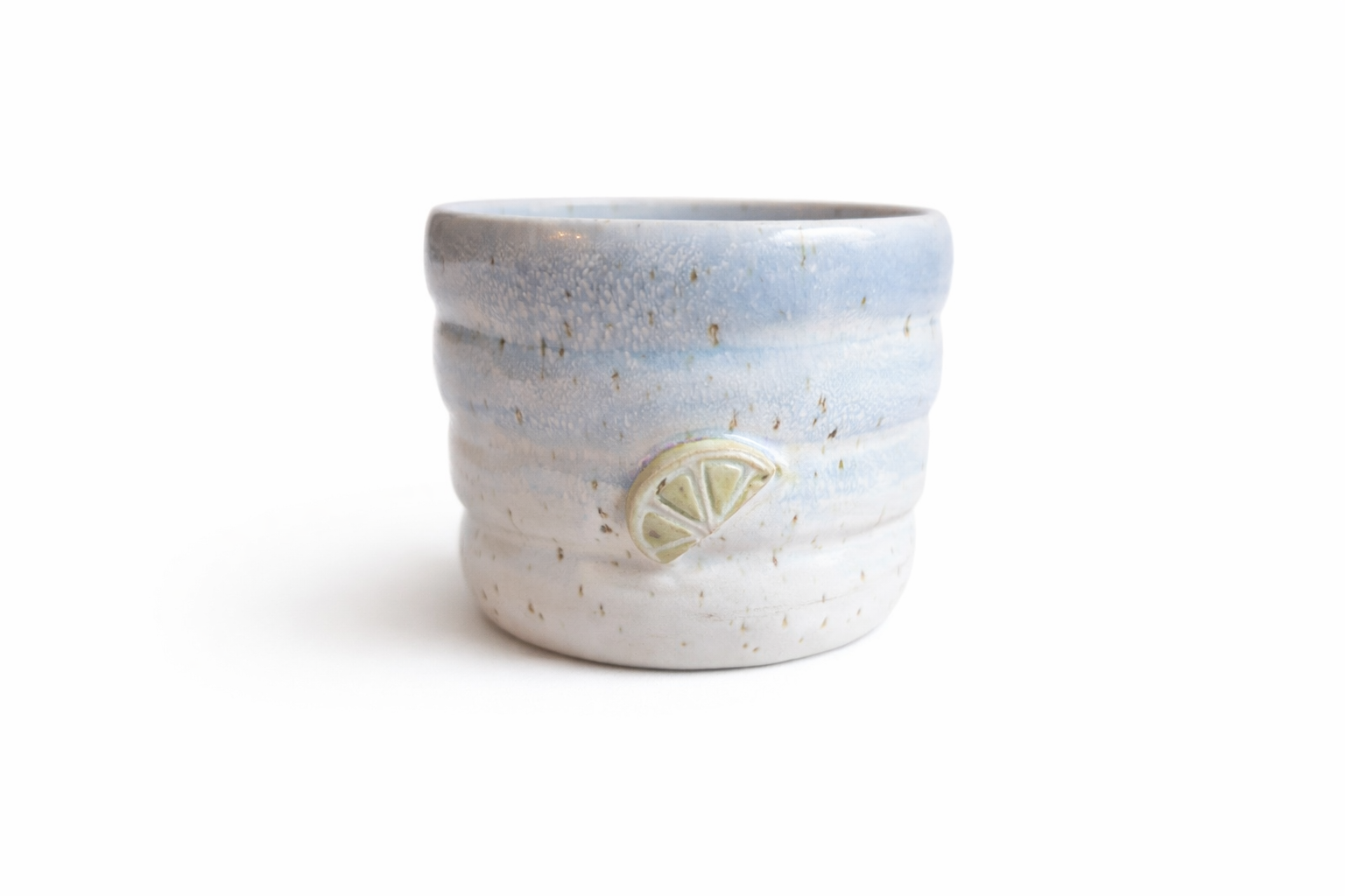 Zitronen Bubble Becher Weiß-blau